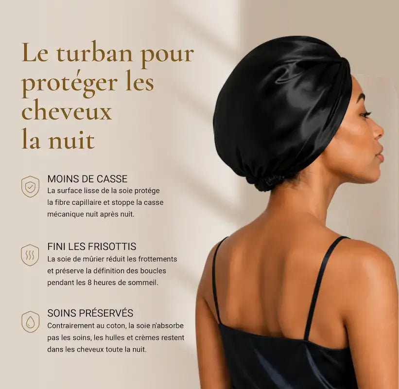 Turban de nuit en soie - Léger & naturel