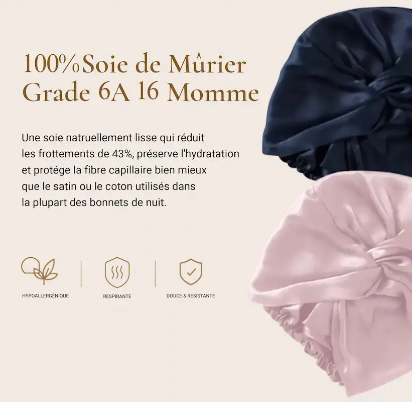 Turban de nuit en soie - Léger & naturel
