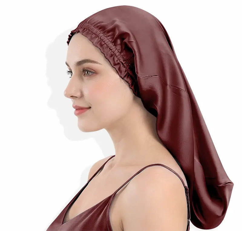 Bonnet de nuit long en soie - Cheveux longs protégés
