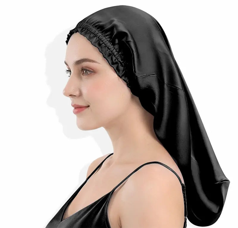 Bonnet de nuit long en soie - Cheveux longs protégés
