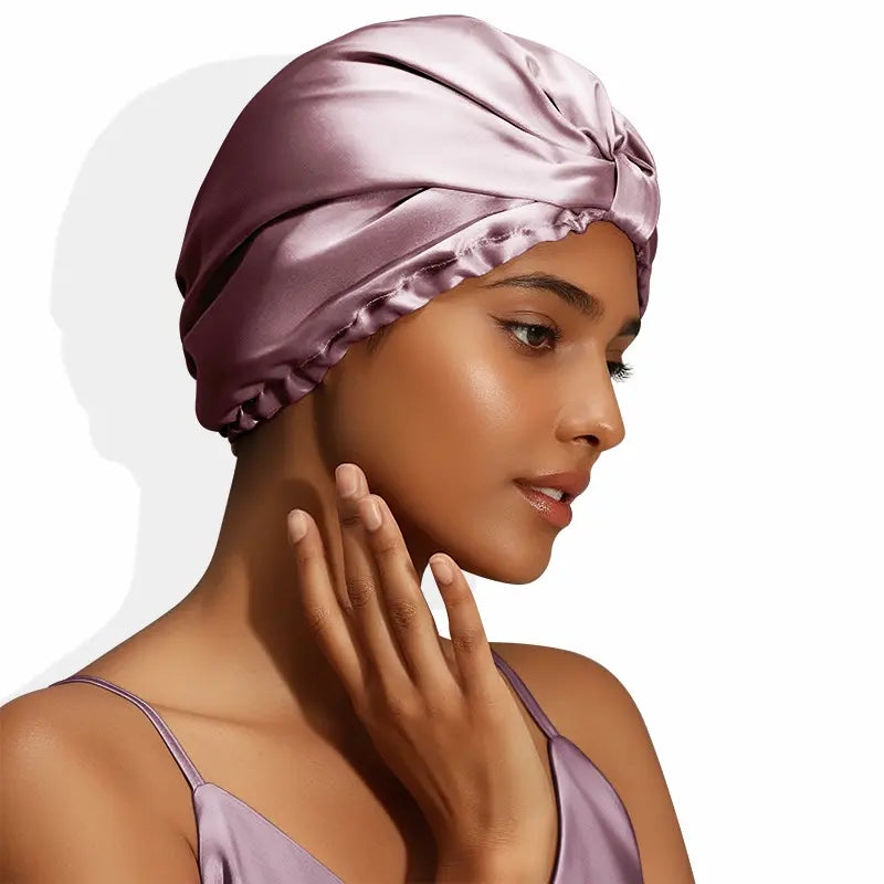 Bonnet de nuit double couche en soie 19 momme