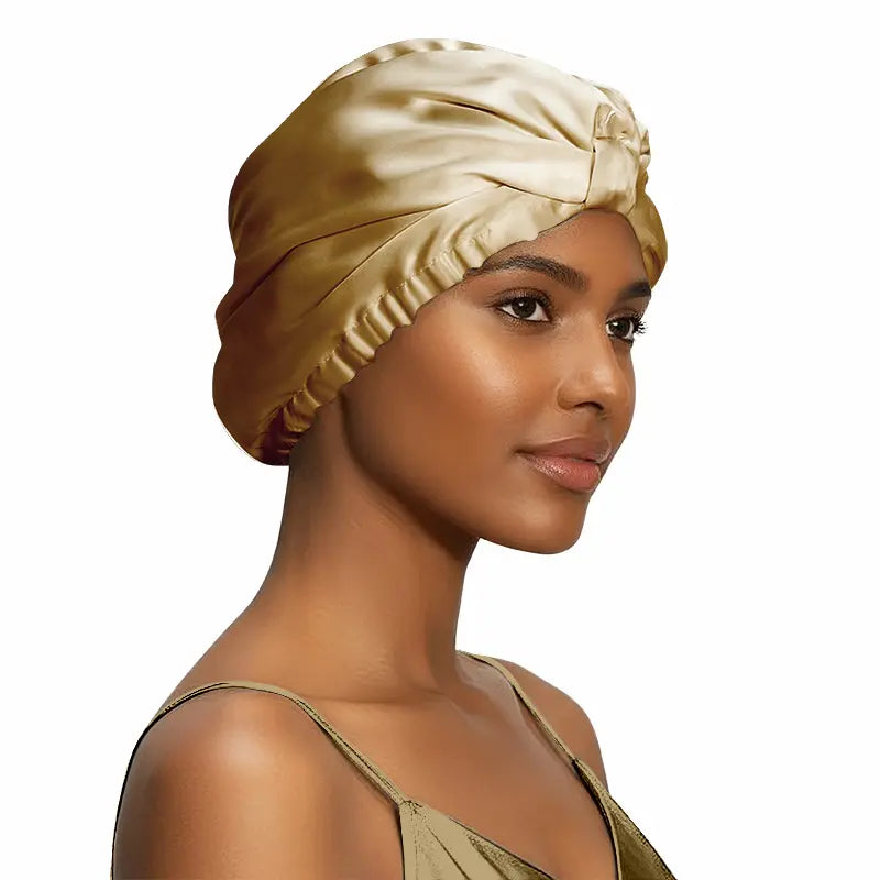 Bonnet de nuit double couche en soie 19 momme