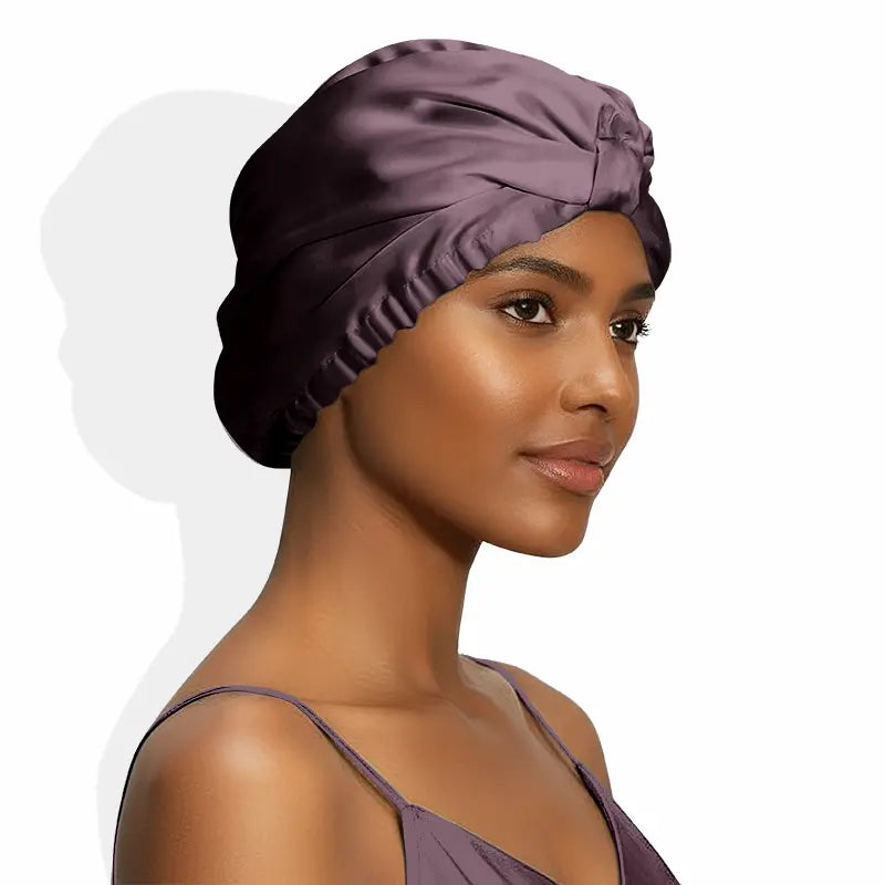 Bonnet de nuit en soie 19 momme double couche anti-frisottis