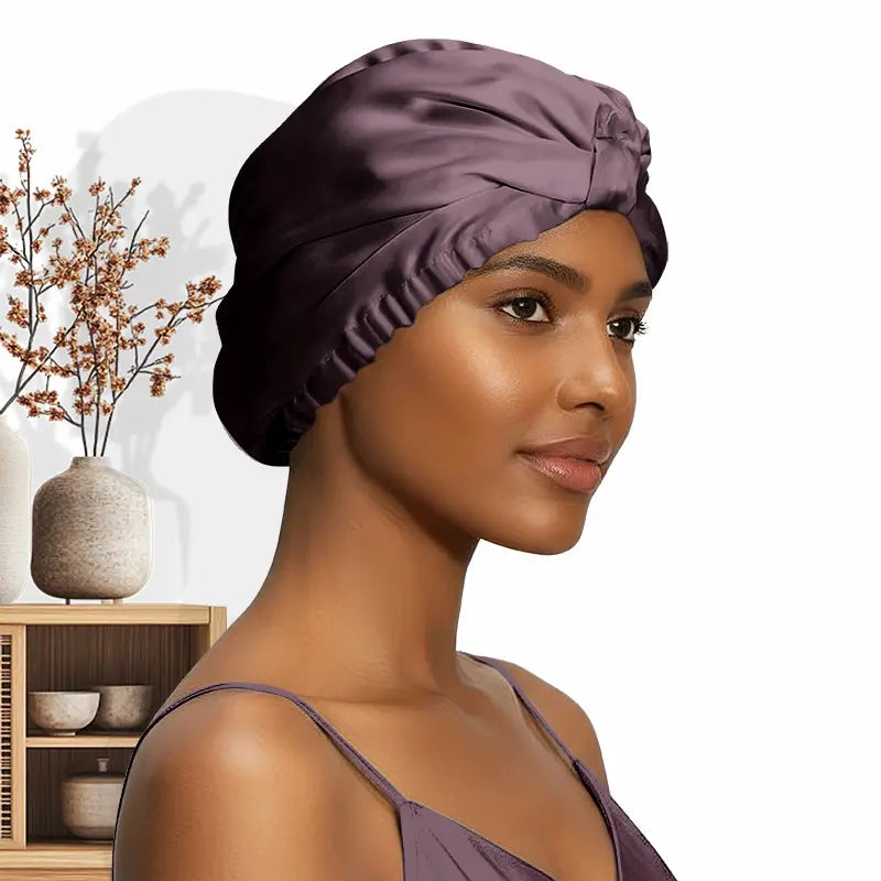 Bonnet de nuit en soie 19 momme double couche anti-frisottis