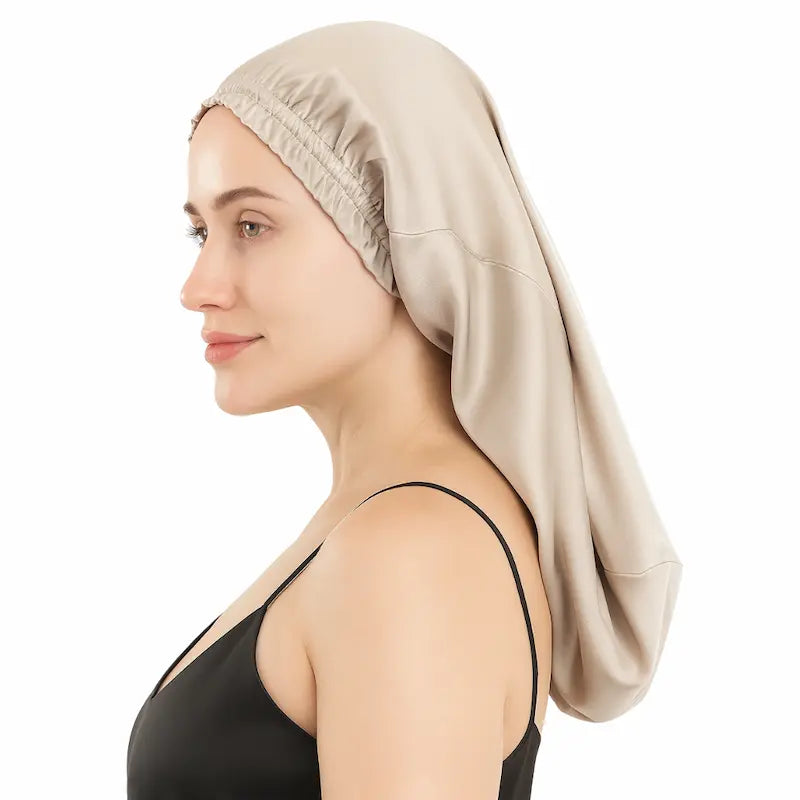 Bonnet long en soie pour cheveux longs