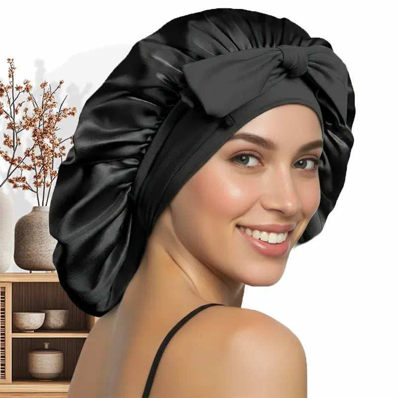 Bonnet de nuit en soie cheveux longs