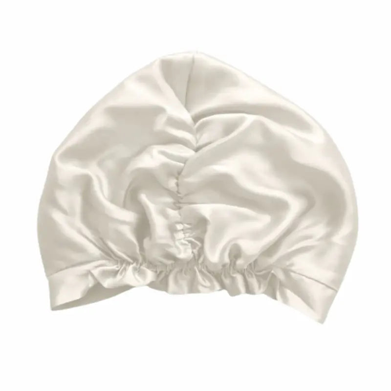 Bonnet de nuit turban en soie ivoire