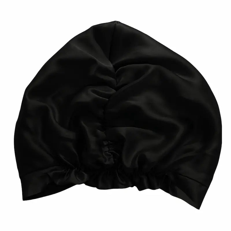 Bonnet de nuit turban en soie noir
