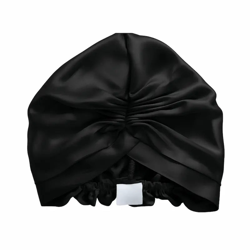 Bonnet de nuit turban en soie noir