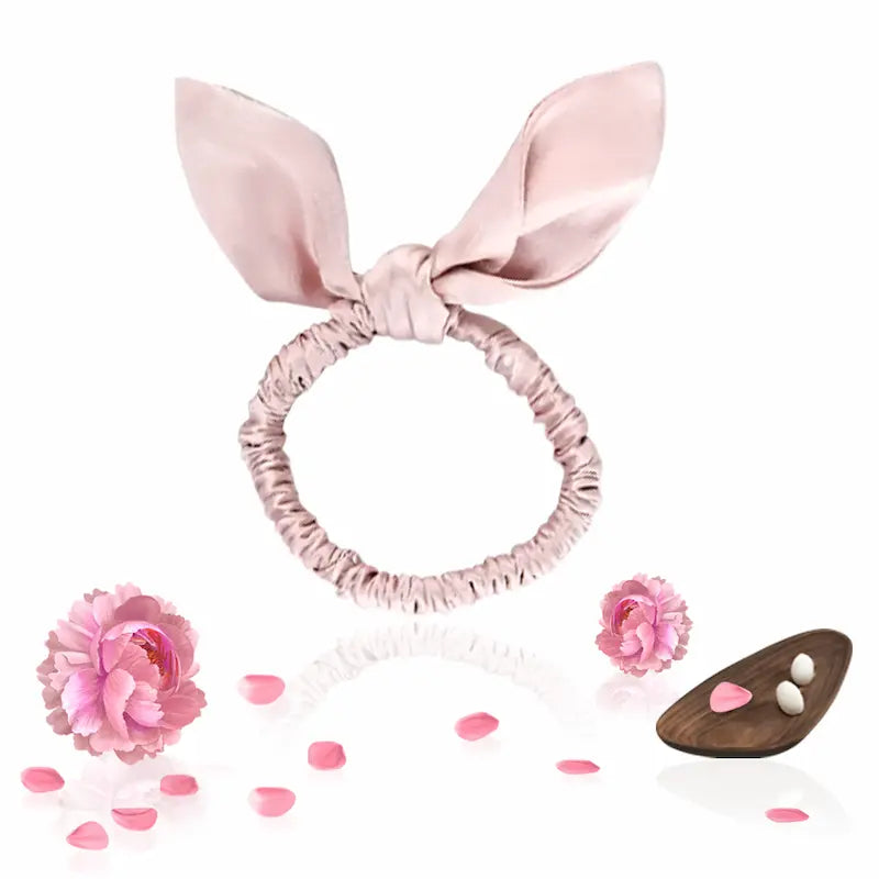 Chouchou nœud oreilles de lapin en soie