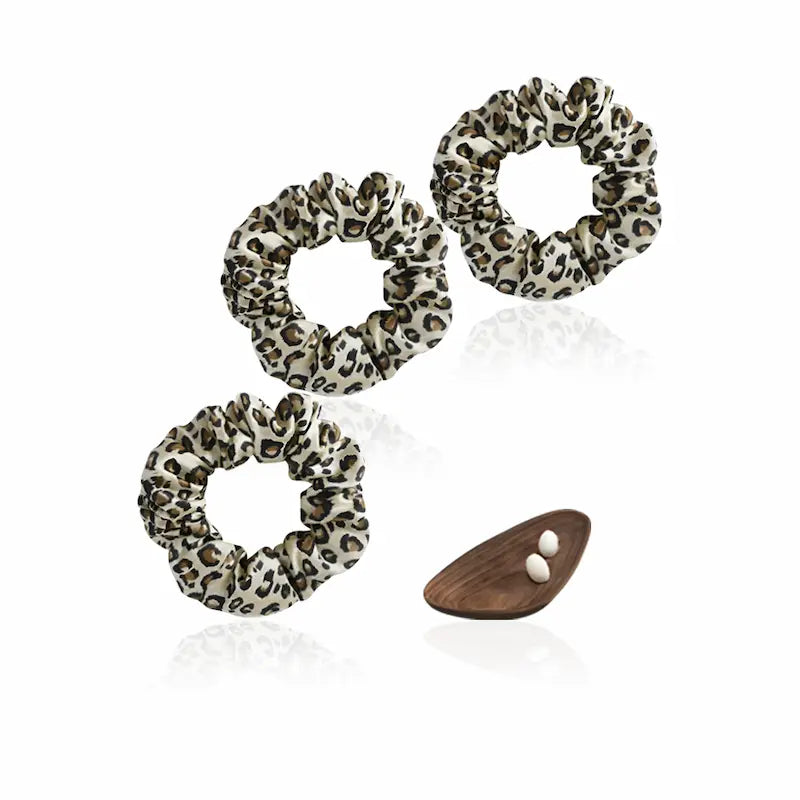 Chouchou moyen en soie 19 momme imprimé léopard