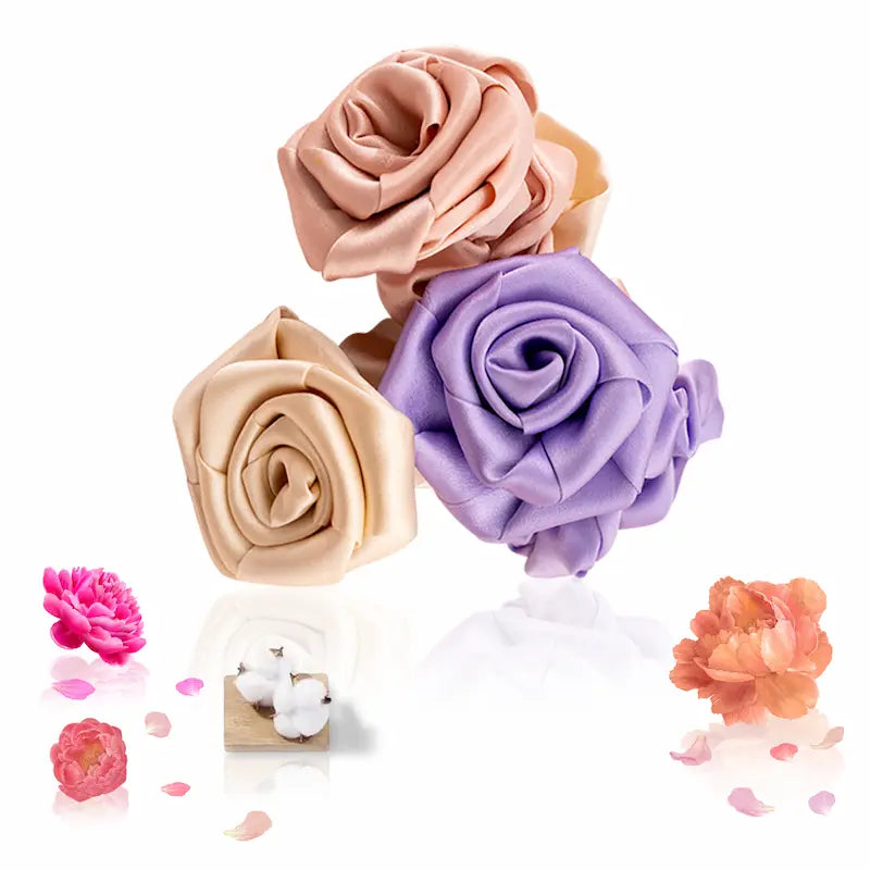 Chouchou rose camélia en satin crêpe de soie 22 momme