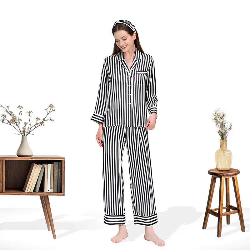 Ensemble soie rayée 19 momme