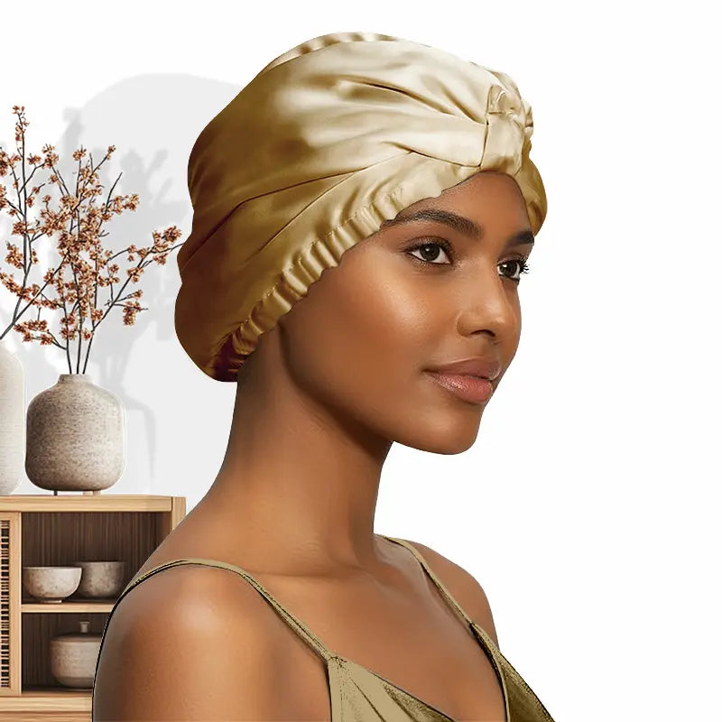 Bonnet de nuit double couche en soie 19 momme