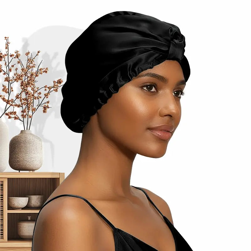 Bonnet de nuit double couche en soie 19 momme