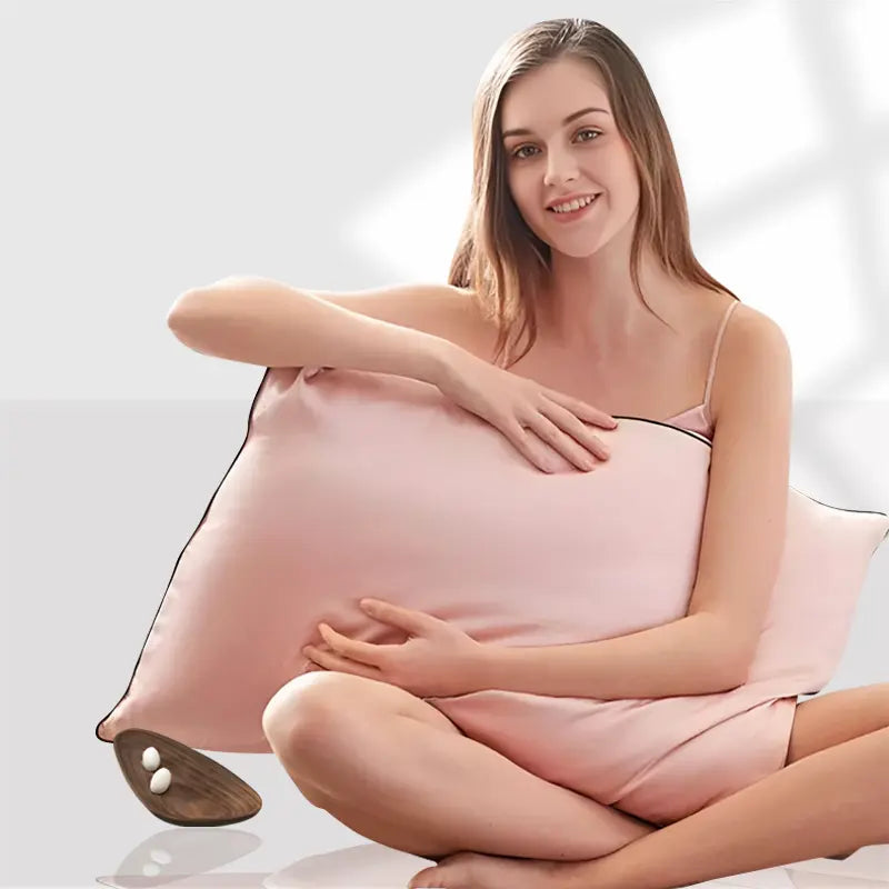 Taie d'oreiller en soie avec liseré noir 19 momme