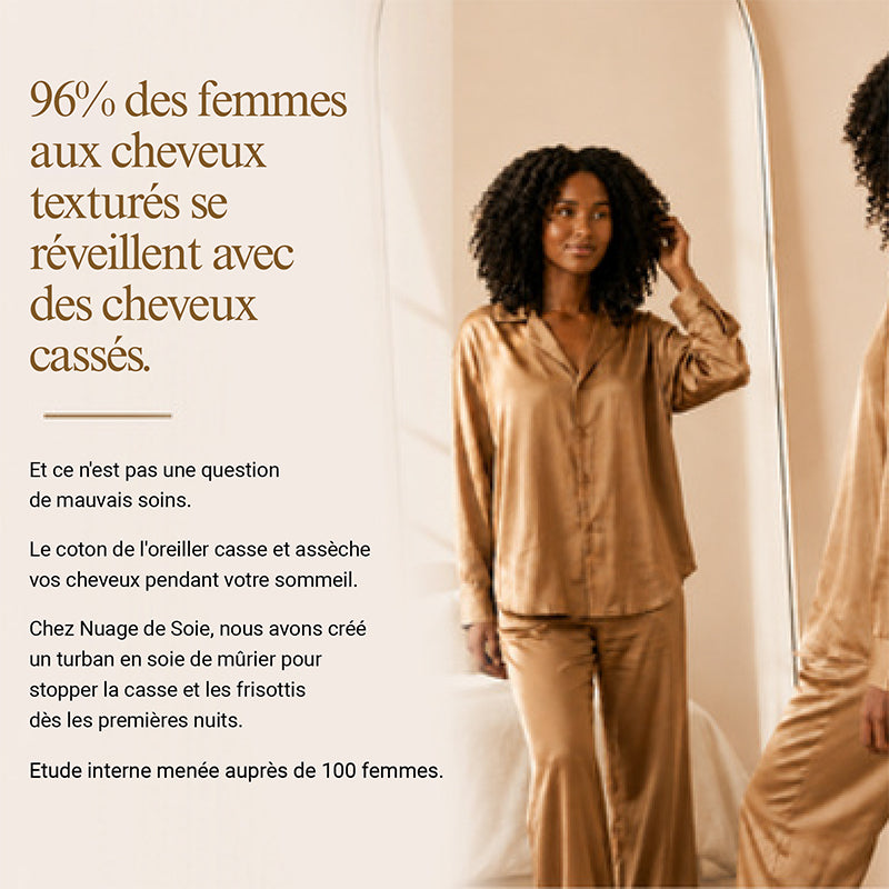 Turban de nuit en soie 19 momme - Réglable