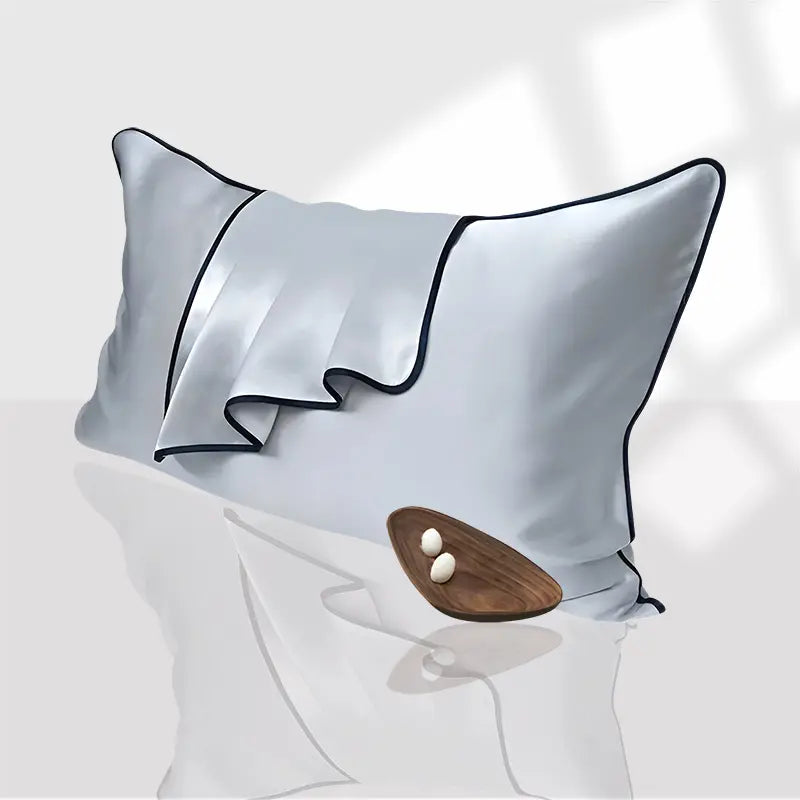 Taie d'oreiller en soie avec liseré noir 19 momme