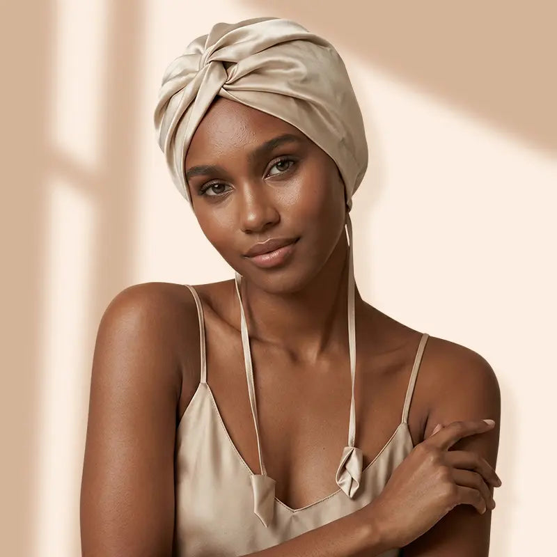 Turban de nuit en soie 19 momme - réglable
