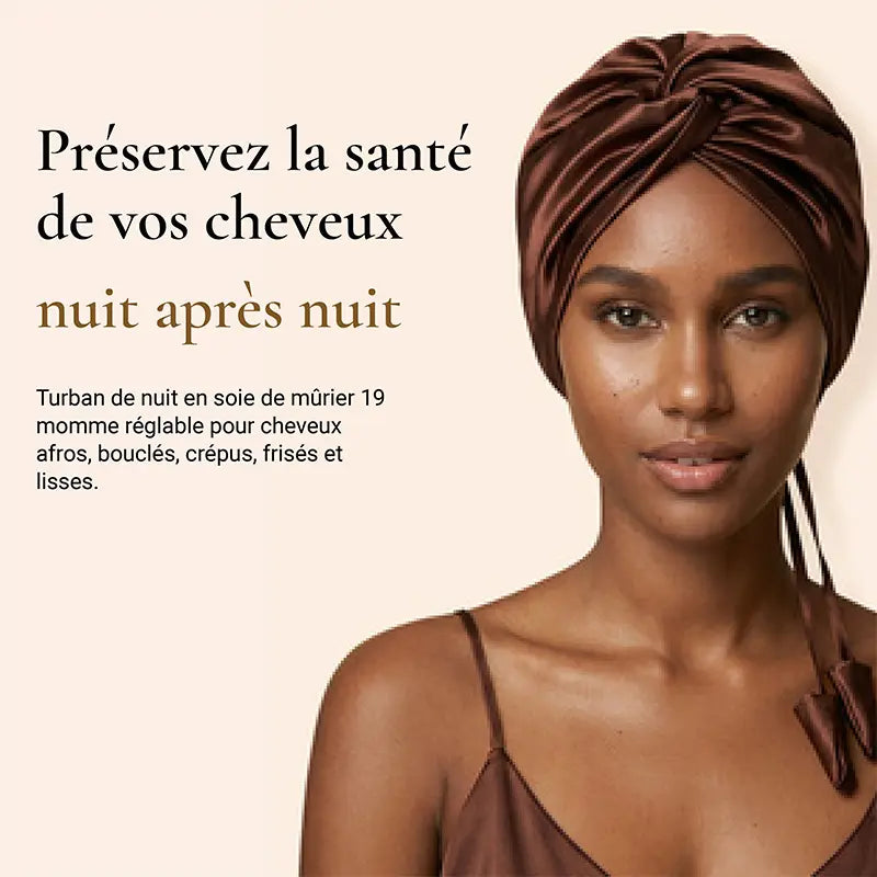 Turban de nuit en soie 19 momme - Réglable