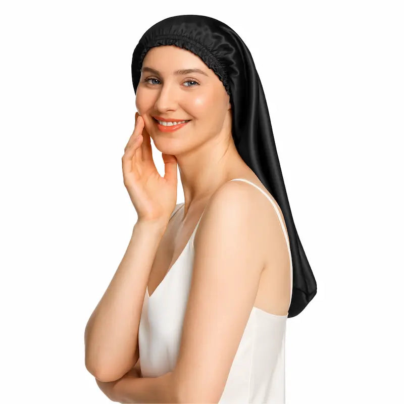 Bonnet de nuit en soie pour cheveux longs