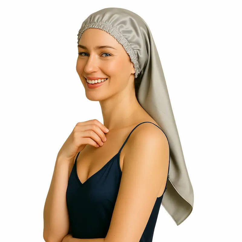 Bonnet de nuit en soie pour cheveux longs