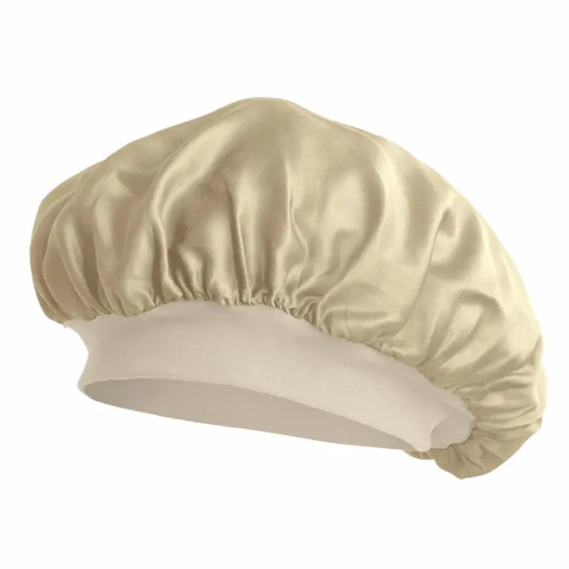 bonnet de nuit en soie élastique caramel