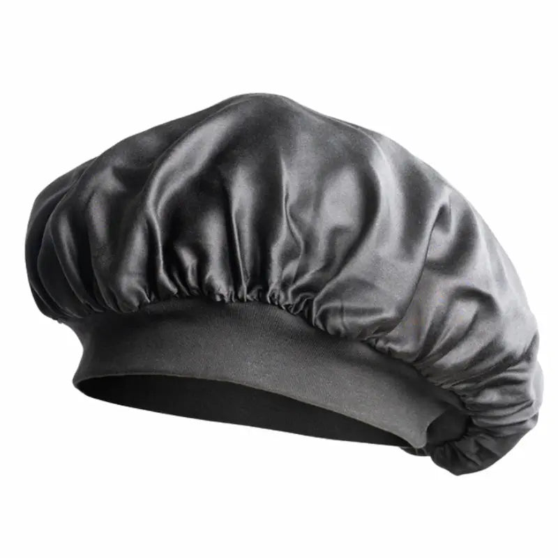bonnet de nuit en soie élastique gris anthracite