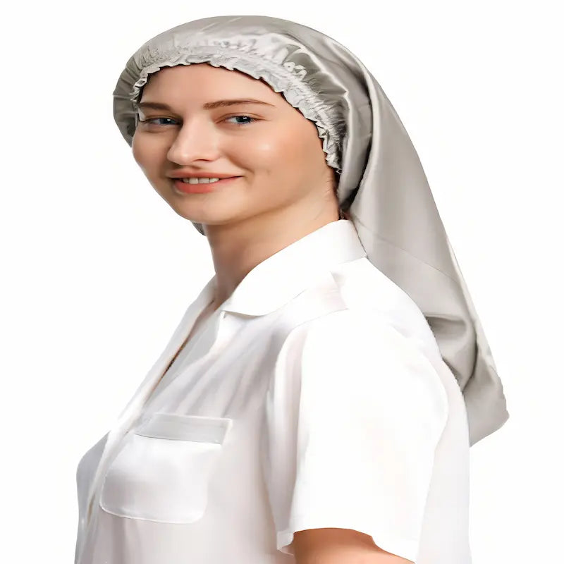 bonnet de nuit en soie pour cheveux longs