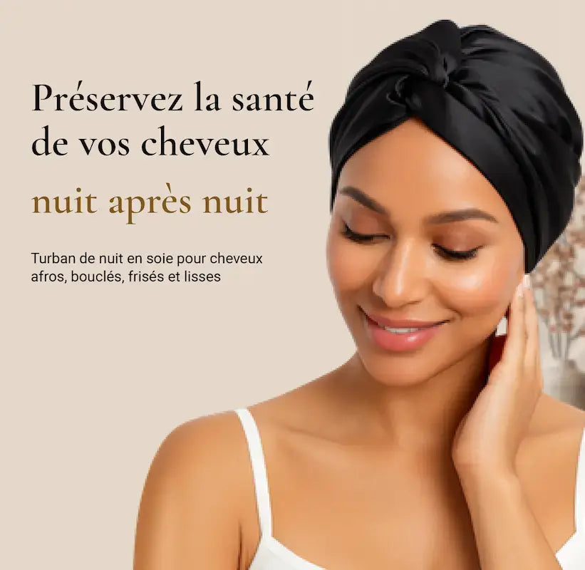 turban de nuit en soie noir