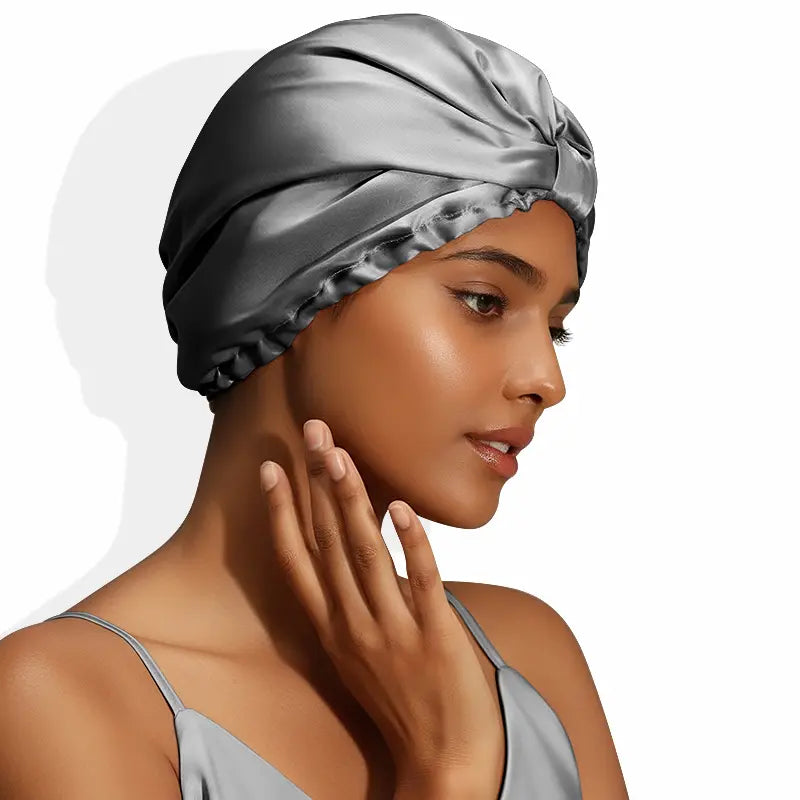 Bonnet de nuit double couche en soie 19 momme