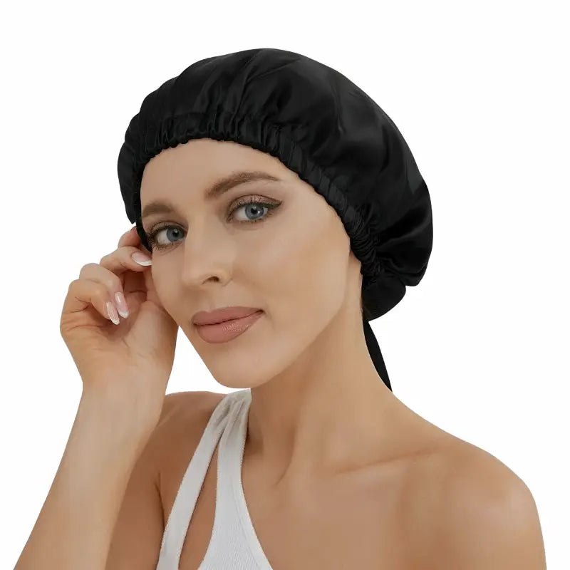Bonnet de nuit en soie double épaisseur 16 momme – Tour de tête ajustable