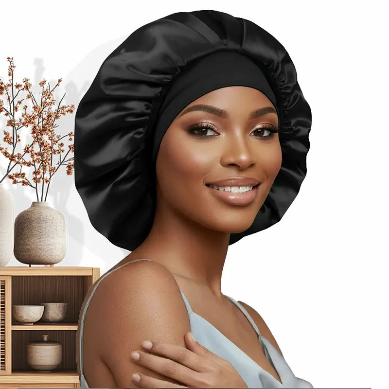 Bonnet en soie double couche – Réglable & doux 
