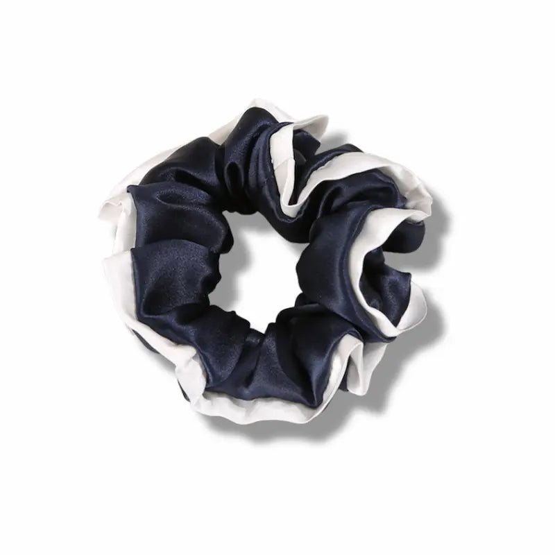 Chouchou large liseré blanc en soie 19 momme