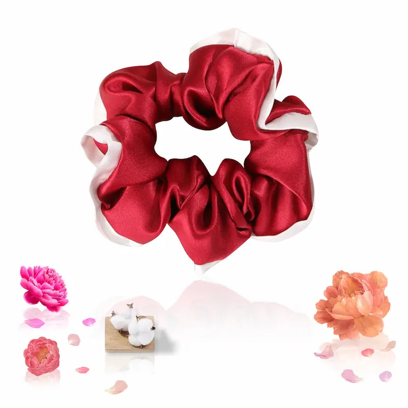 Chouchou large liseré blanc en soie 19 momme