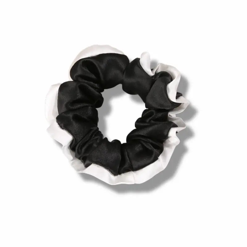 Chouchou large liseré blanc en soie 19 momme