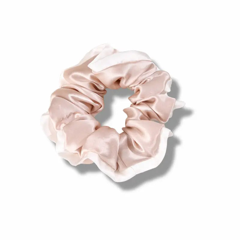 Chouchou large liseré blanc en soie 19 momme