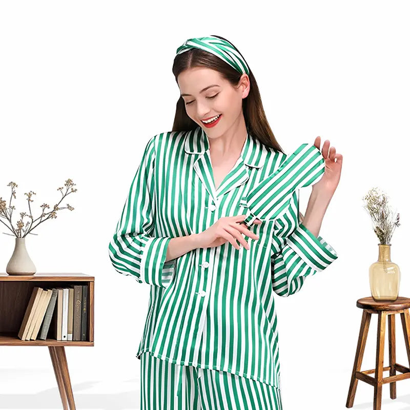 Bandeau en soie rayée 19 momme 