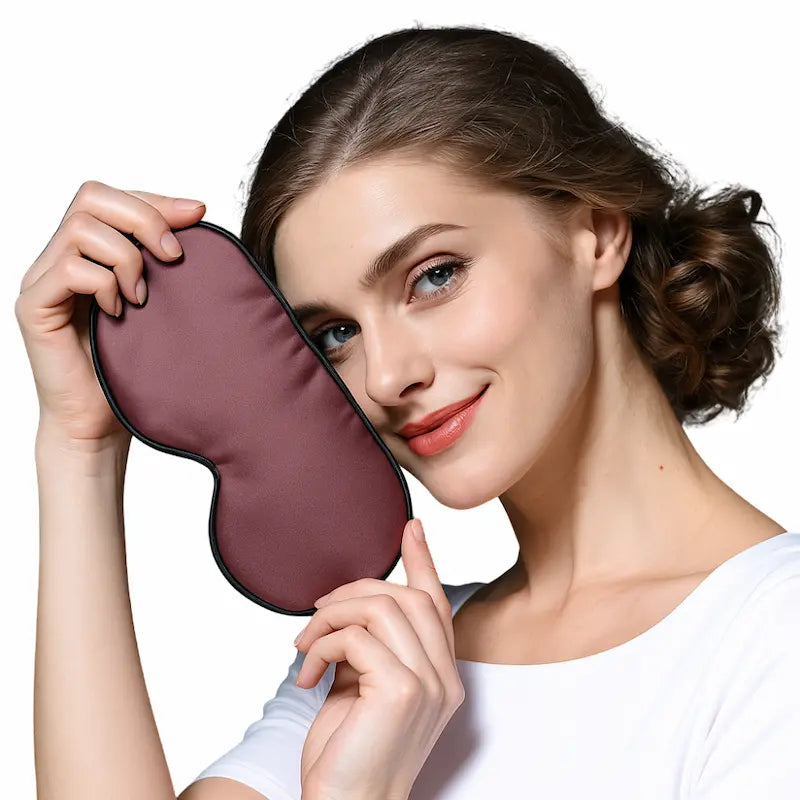 Masque pour les yeux en soie liseré noir