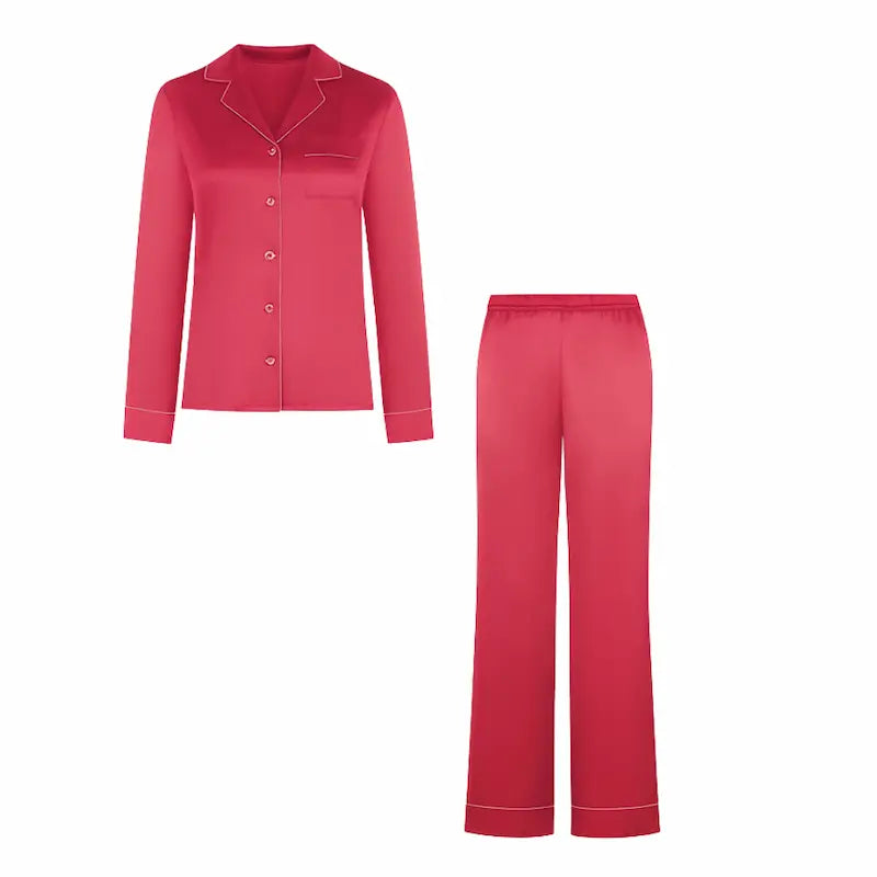 Pyjama long en soie pure avec coussinet de poitrine