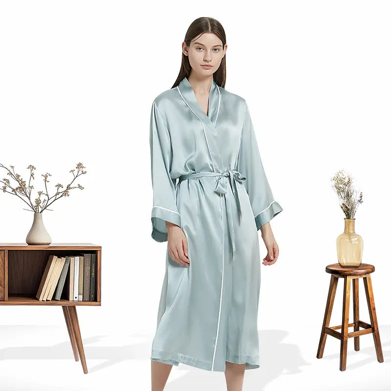 Robe de chambre en soie 19 momme - Coffret Brume Nocturne