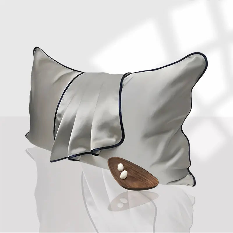 Taie d'oreiller en soie avec liseré noir 19 momme