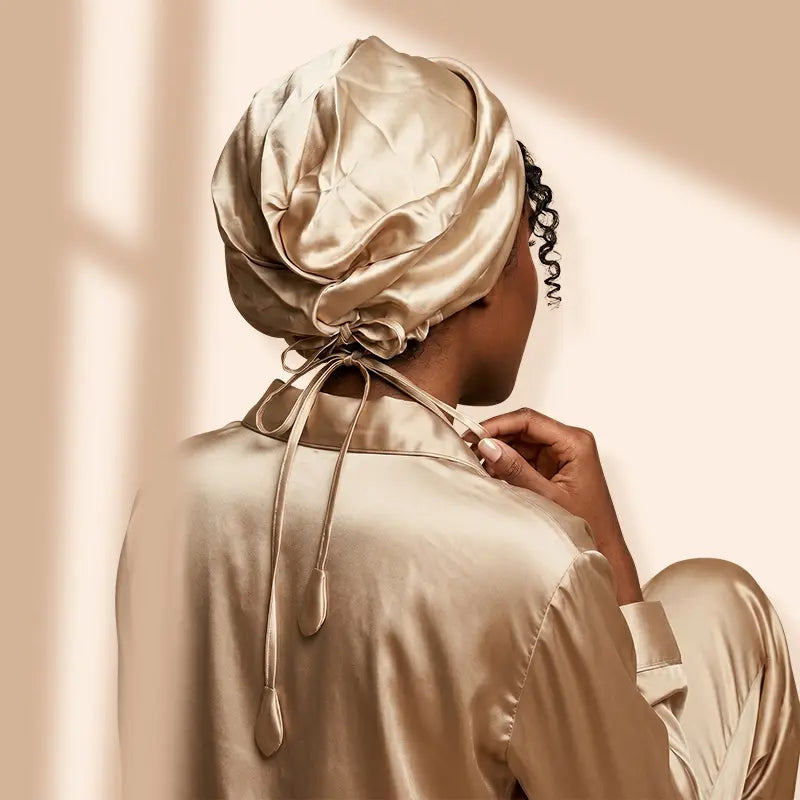 Turban de nuit en soie 19 momme - Réglable
