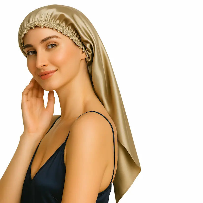 Bonnet de nuit en soie pour cheveux longs