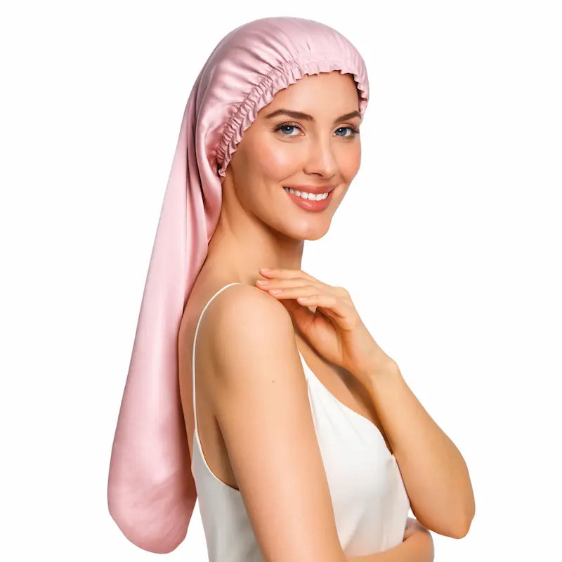 Bonnet de nuit en soie pour cheveux longs