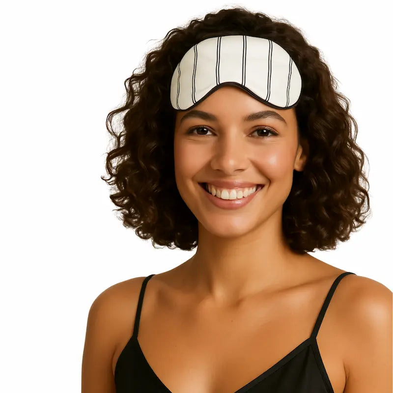Masque de sommeil à rayures en soie 19 mommes