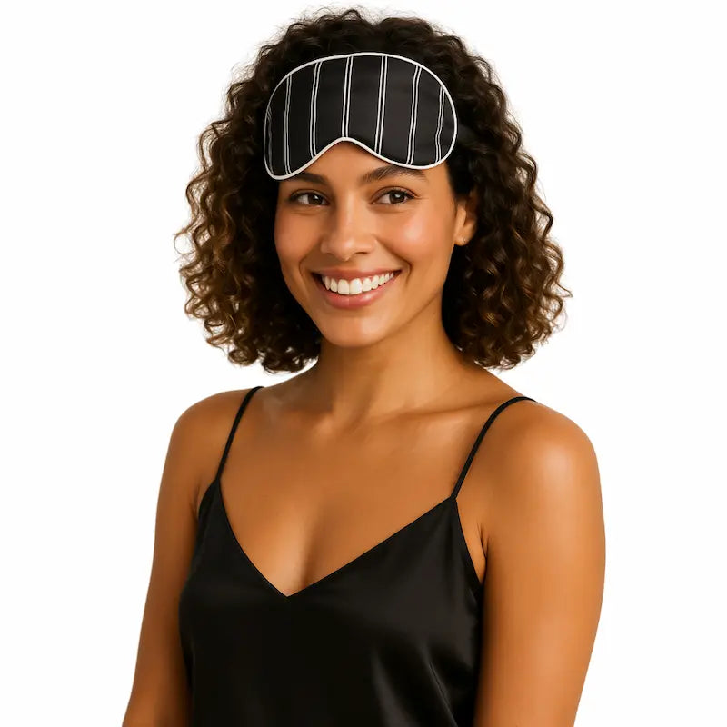 Masque de sommeil à rayures en soie 19 mommes