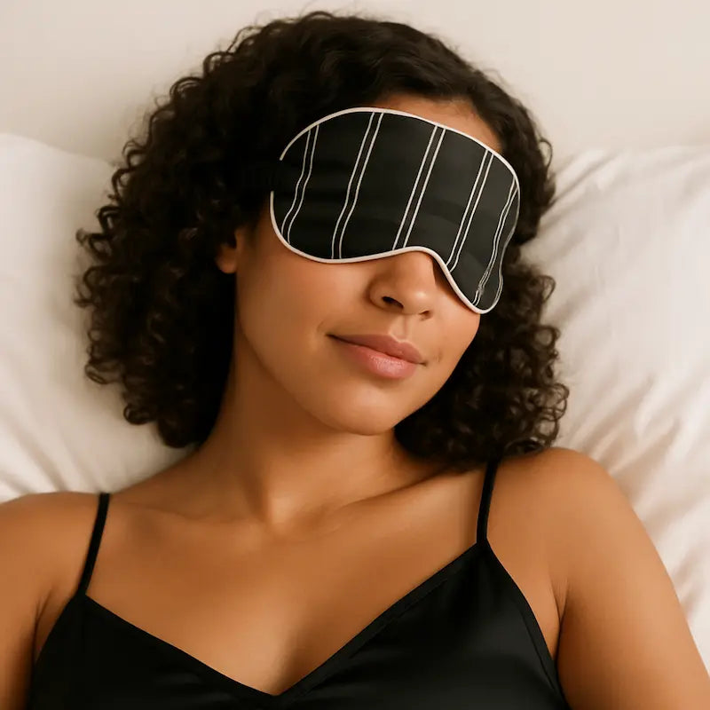 Masque de sommeil à rayures en soie 19 mommes