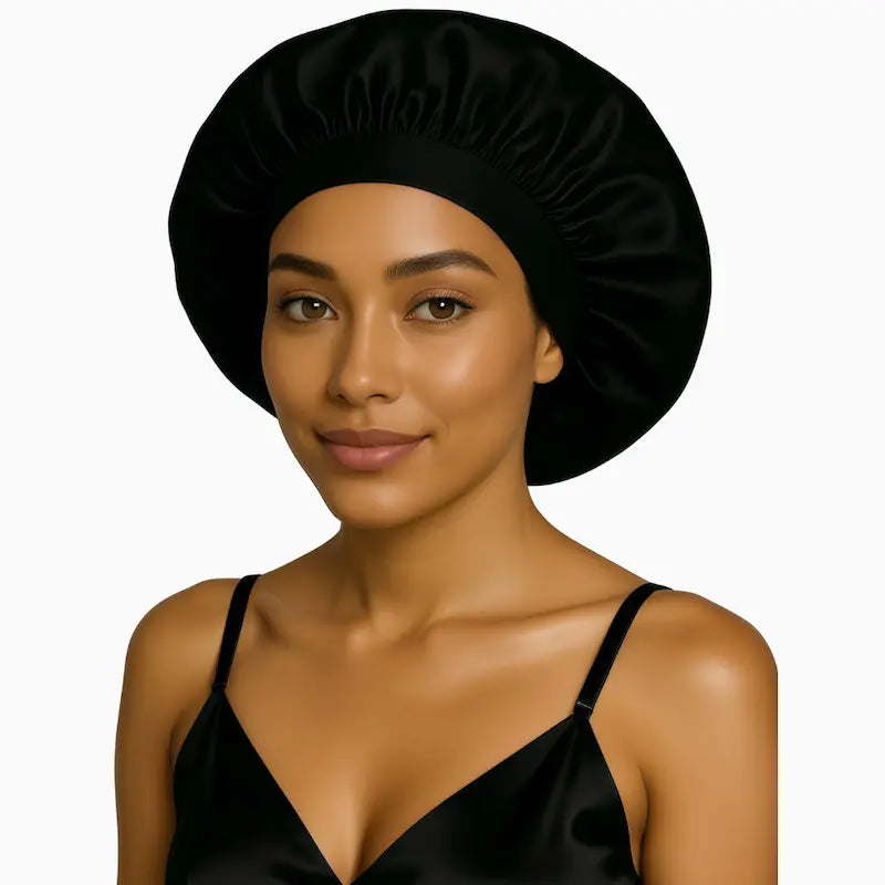 bonnet de nuit en soie élastique noir